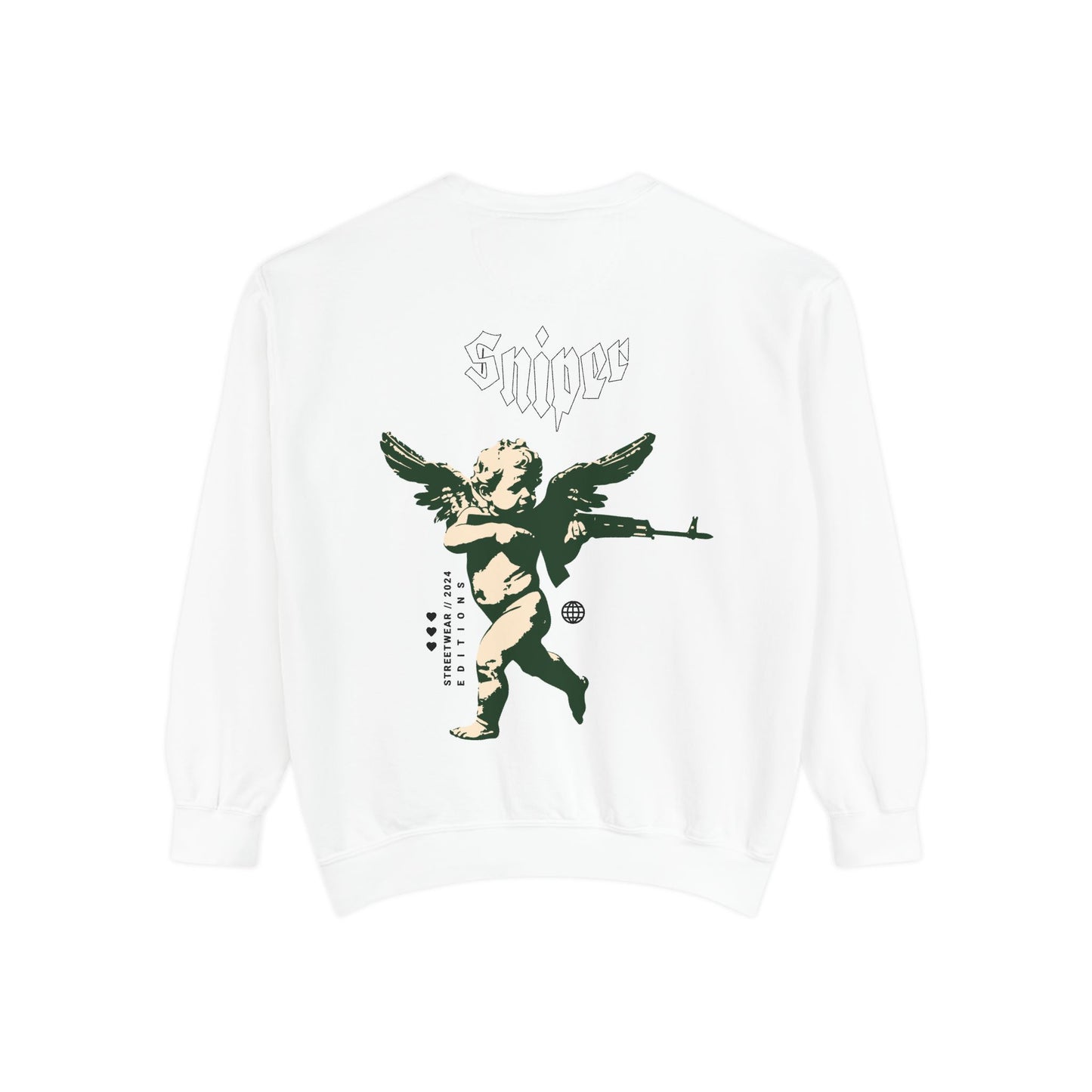 Unisex Garment-Dyed Sweatshirt with Angel Design - BOZY Masterpice