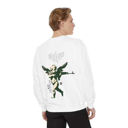 Unisex Garment-Dyed Sweatshirt with Angel Design - BOZY Masterpice