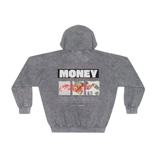 Unisex Mineral Wash Hoodie - Stylish 'MONEY' Statement - Vintage Casual Wear